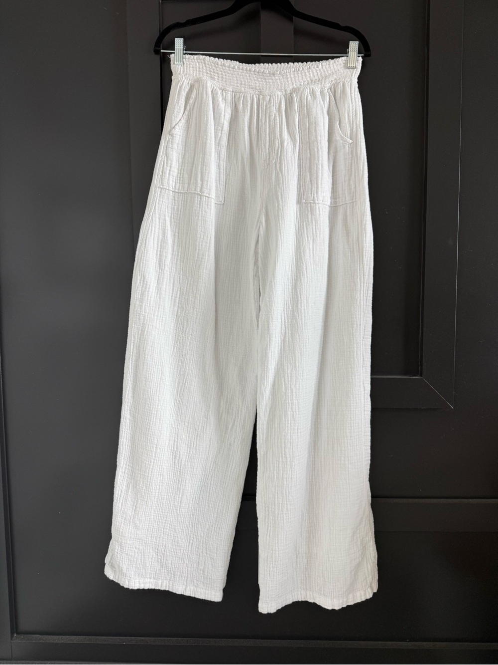 White Wide-Leg Pull-On Pants